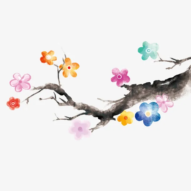 一枝五颜六色的花免抠