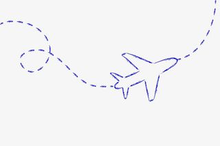 蓝色手绘飞机路线免抠