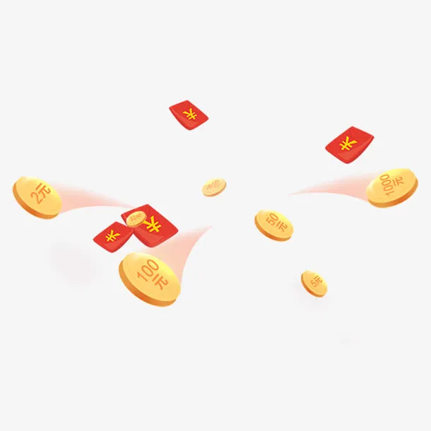 金币红包漂浮素材免抠
