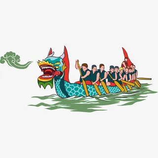 众人划龙舟比赛免抠
