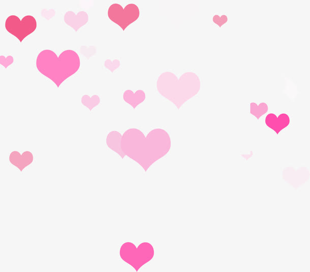 飘零粉色渐变爱心装饰免抠