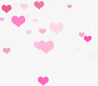 飘零粉色渐变爱心装饰免抠