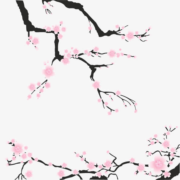树枝上的桃花免抠