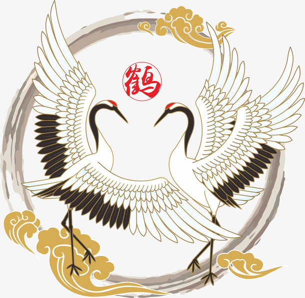 国潮仙鹤古风元素3免抠