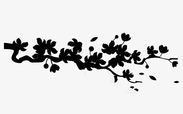 春天桃花装饰剪影免抠