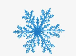 蓝色冰晶雪花图案免抠