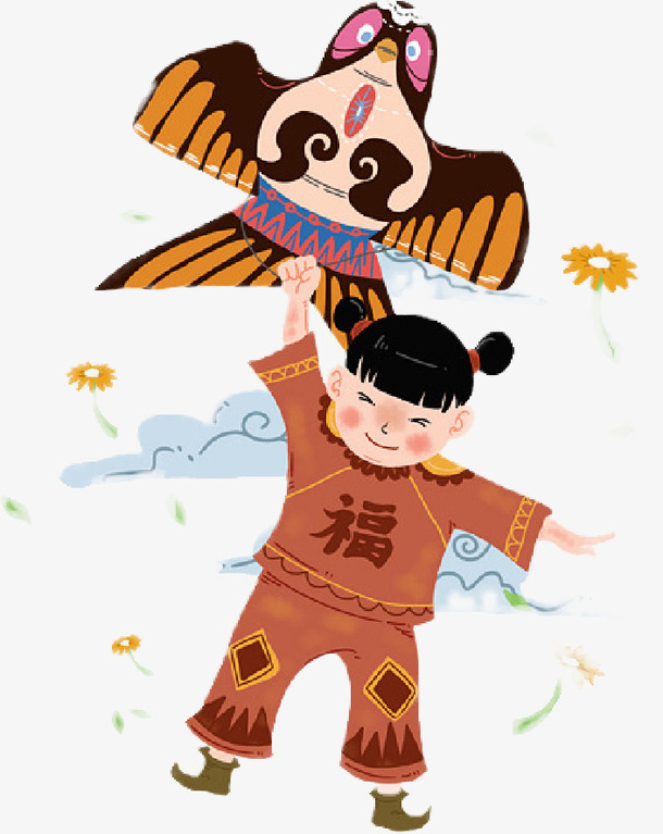 春天放风筝的人免抠