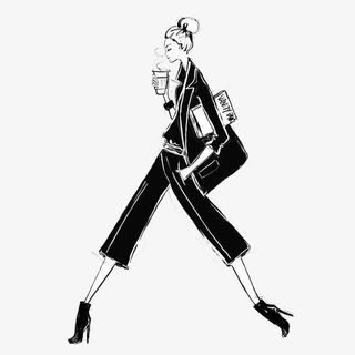 手绘黑白美女免抠