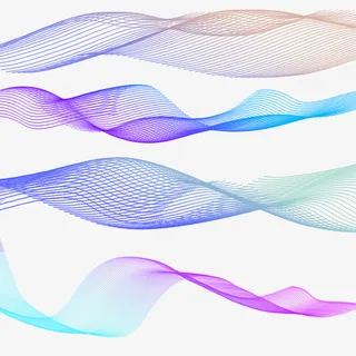 科技感渐变彩色丝带免抠