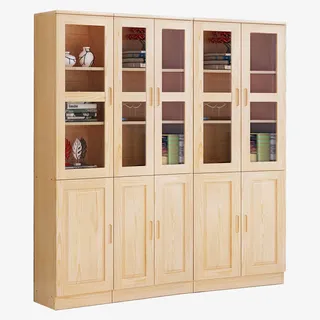 带门实木简约书柜免抠