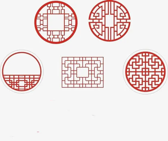 红色窗花免抠