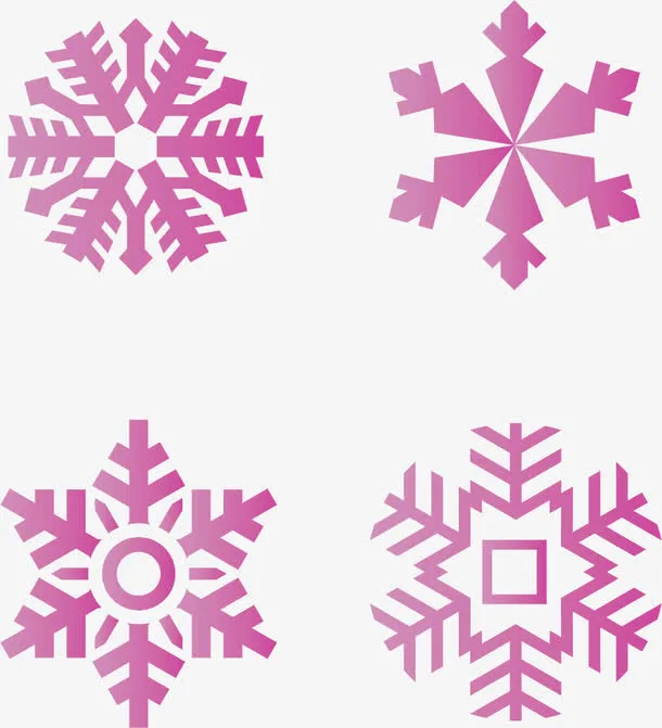 紫色雪花矢量漫天飞雪素材免抠