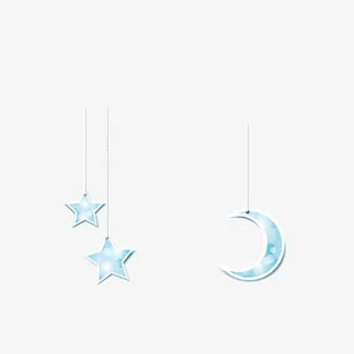 装饰北京和 星星月亮 淡蓝色免抠