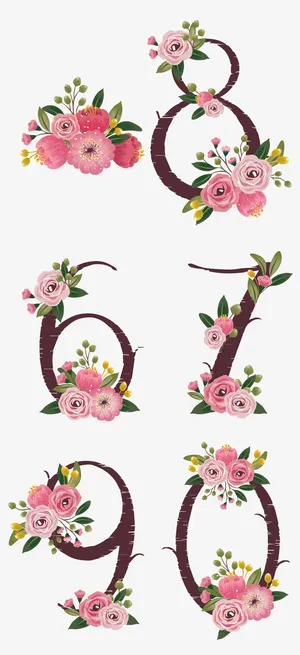 春天手绘鲜花数字免抠