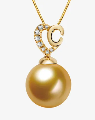 米色珍珠吊坠免抠