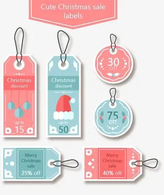 可爱清新颜色打折标签免抠