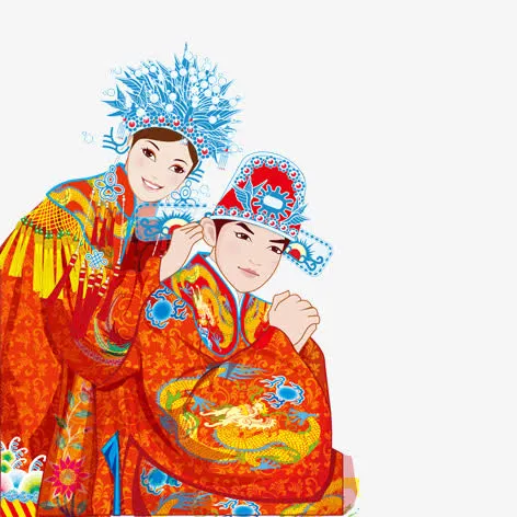 中国传统新郎新娘免抠