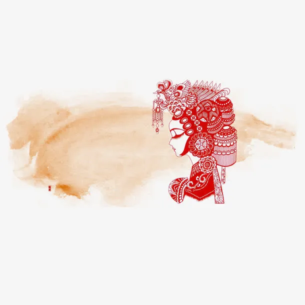 红色京剧剪纸免抠