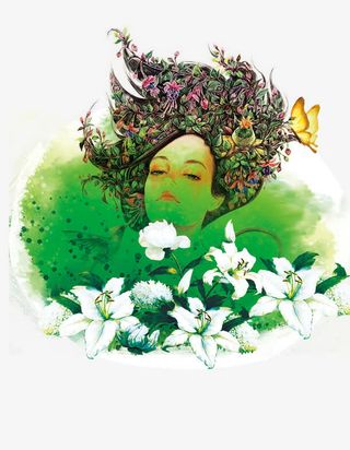 38妇女节手绘女人艺术设计免抠