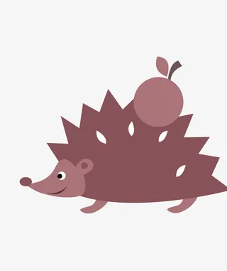 手绘卡通棕色小刺猬png免抠