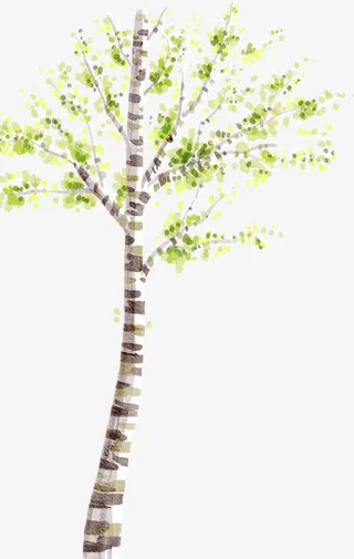 春天文艺绿色大树免抠