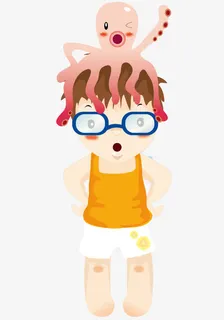 八爪鱼和男孩免抠