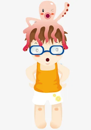 八爪鱼和男孩免抠