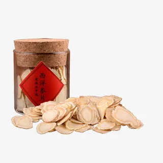 玻璃瓶中的西洋参片免抠