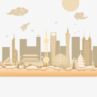 城市地标建筑剪影免抠