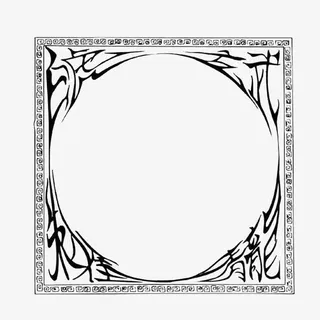 中国风圆形花纹边框免抠