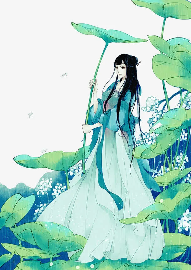 手绘少女免抠