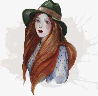 矢量手绘美女免抠