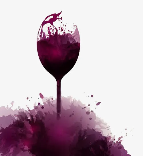 水彩风格喷洒的红酒PNG免抠