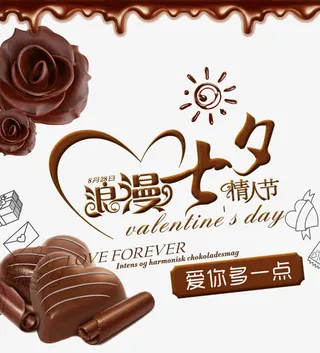浓情巧克力七夕海报免抠