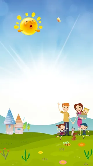 绿色卡通春游踏青PSD分层H5背景素材高清