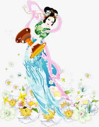 中秋节元素嫦娥奔月免抠