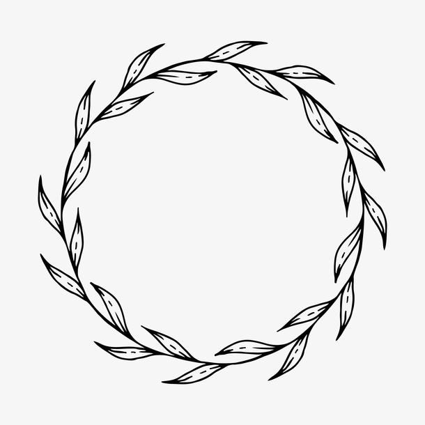 矢量手绘花瓣叶子花圈免抠