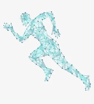 蓝色炫酷线条科技人物插画免抠