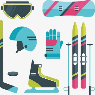 冬季冰雪运动工具免抠