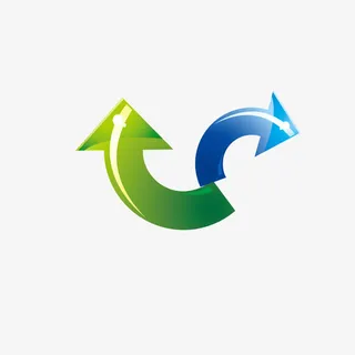 绿色蓝色旋转箭头免抠