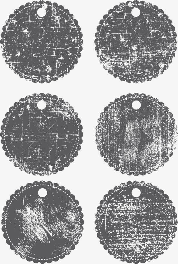矢量斑驳圆形标签一组免抠