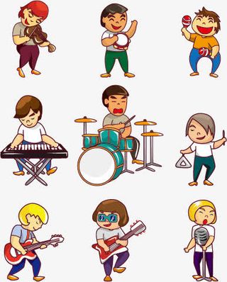 演奏音乐的孩子矢量素材,免抠