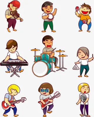 演奏音乐的孩子矢量素材,免抠