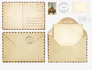 信封信笺邮票邮戳免抠