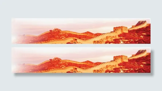 红色摄影长城效果图免抠