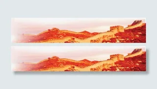 红色摄影长城效果图免抠