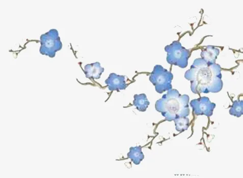 唯美清香蓝色梅花装饰元素免抠