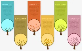 彩色树枝标签免抠