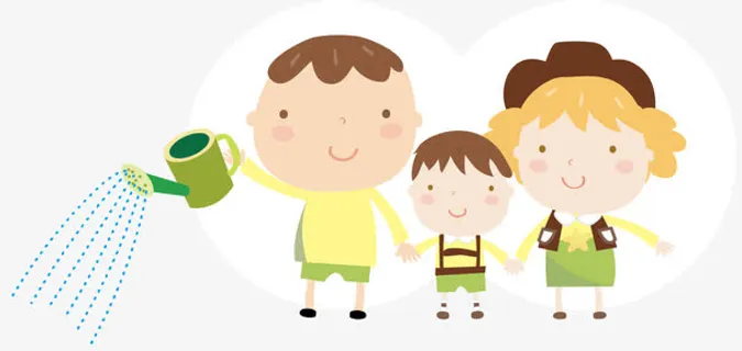 植树节卡通人浇水免抠