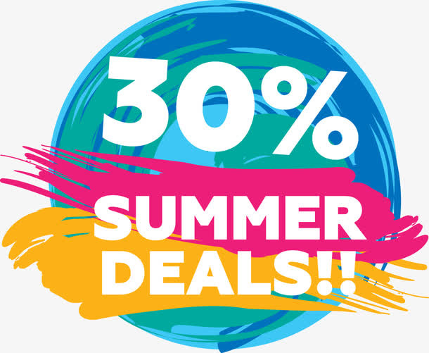 夏日毛笔笔触标签免抠